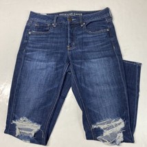American Eagle Tomgirl Jeans Sz 2 (29”Waist) Denim Distressed Holes Button Fly - £14.04 GBP