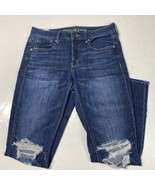 American Eagle Tomgirl Jeans Sz 2 (29”Waist) Denim Distressed Holes Butt... - £13.89 GBP