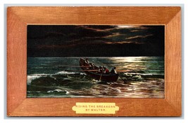 Boat Riding the Breakers Painting By Walter Faux Wood Frame UNP DB Postcard T6 - £2.76 GBP