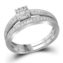 10k White Gold Round Diamond Bridal Wedding Engagement Ring Band Set 1/3 Ctw - £319.74 GBP
