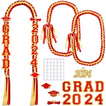 Graduation Ribbon Leis Set Class of 2024 Handmade Double Braided Necklace Adjust - £26.56 GBP