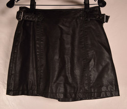 Free People Womens Mini Skirt Faux Leather Black Buckle 0 - £24.27 GBP