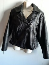 Vintage Womens Small Motorcycle Style Jacket Braided Leather Pleated with Rivets - £1,101.68 GBP
