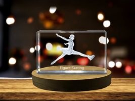 LED Base included | Figure Skating Player 3D Engraved Crystal 3D Engraved - £31.46 GBP+