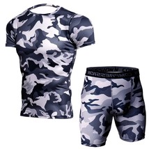 Summer  Suit Men wear Sleeve Sleeve Tshirt  Fitness Suit Dry Fit Compression Run - £51.29 GBP