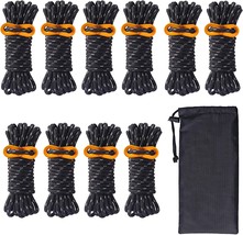 Hikeman 10 Pack 4mm Camping Rope Reflective Outdoor Guy Lines with, Black - £28.76 GBP