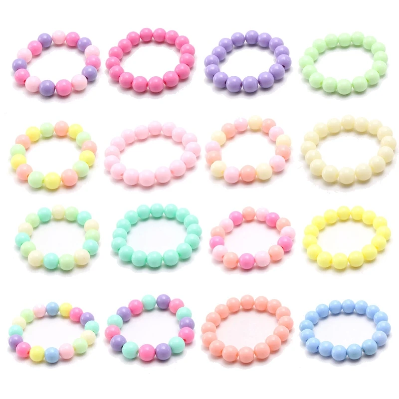 Play 10Pcs/Set Play Girls Charm Bracelet Play Cute Mini Colorful Pearl Bead Elas - £22.98 GBP