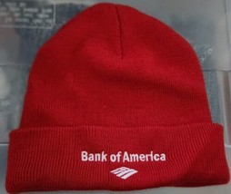 Unisex Port &amp; Company Bank of America BOA Red White Logo Beanie Hat One ... - £47.96 GBP