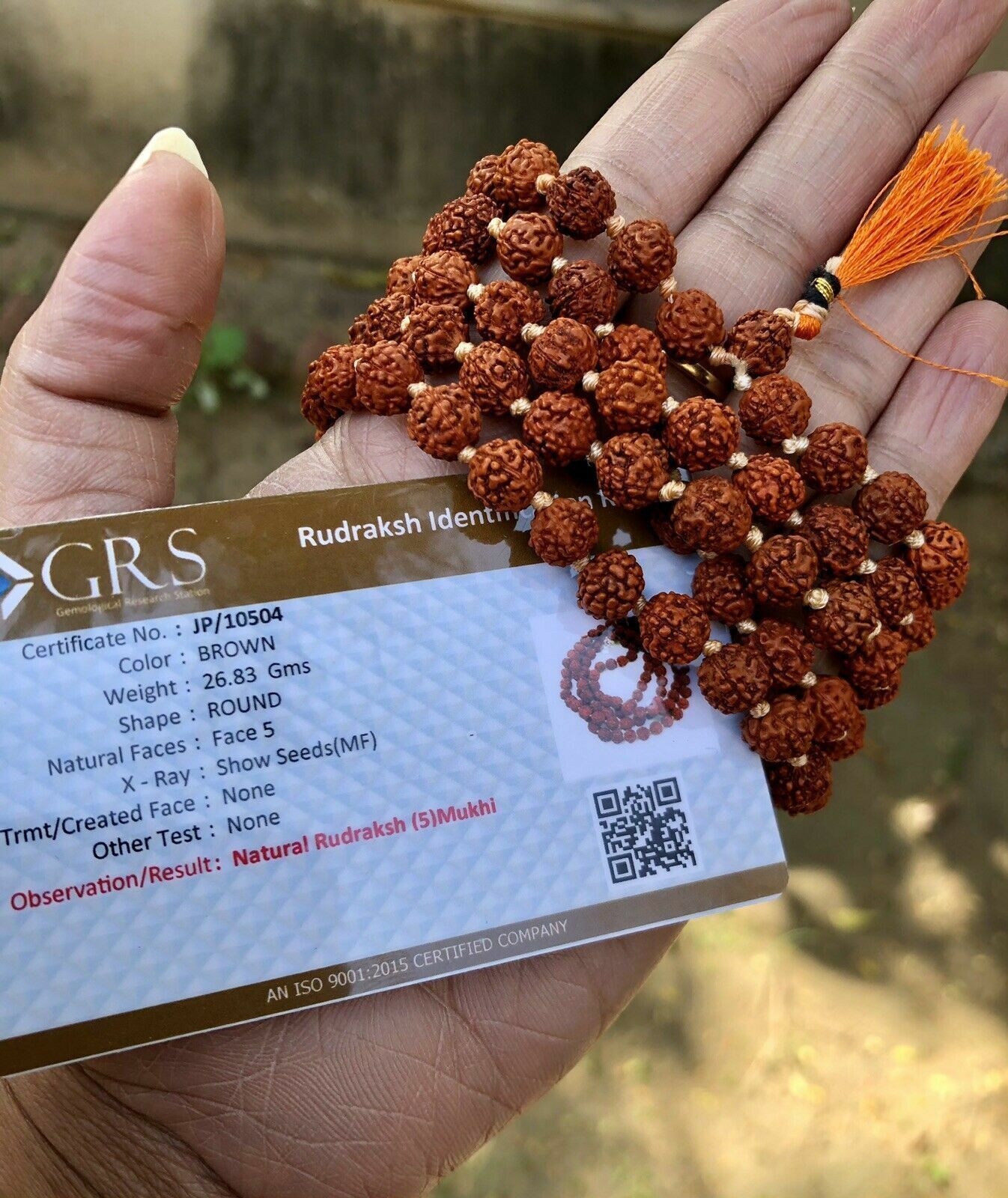 LAB CERTIFIED 5 Mukhi RUDRAKSHA Rudraksh Mala ROSARY 108+1 Bead Prayer B... - $16.77