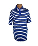 Footjoy Out Door Country Club Polo Shirt Men Size Large Blue White Striped - £26.81 GBP