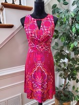Donna Morgan Women Pink Polyester Round Neck Sleeveless Knee Length Dress Size 6 - £22.38 GBP