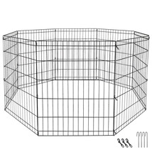 30&quot; Pet Dog Playpen Exercise Fence Cage Kennel 8 Panel Outdoor Indoor - £56.57 GBP