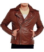 Mens Slim Fit Biker Casual Wearing Leather Jacket  - $189.00