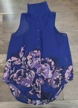 Guess Los Angeles Purple Floral Pattern Tank Top Button Up Women’s Size XS - £10.24 GBP