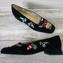 Worthington Black Velvet Holiday Shoes &quot;Noelle&quot; Block 1&quot; Heel Womens Size 7 - £29.39 GBP