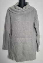 Lucky Brand Womens Medium Gray Tunic Sweater Cowl Neck Knit Pockets Wool Alpaca - £15.44 GBP