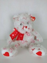 Ty Punkies Plush Beanbag Teddy Bear 13&quot; Bitty Kiss White/Red 2005 - £10.60 GBP