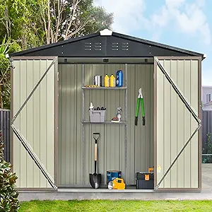 8Ft X 6Ft Outdoor Garden Shed, Metal Storage Shed With Adjustable Shelf ... - $1,290.99