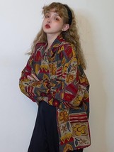 HOUZHOU Vintage Blouse Women 90s Aesthetic Oversize Harajuku Long Sleeve Retro S - £44.94 GBP