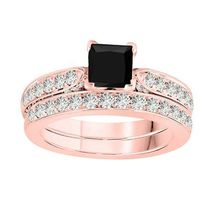 2.50 Ct Princess Cut CZ Diamond Bridal Engagement Ring 14k Rose Gold Finish - £95.38 GBP