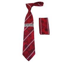 Men's Stacy Adams Tie and Hankie Set Fancy Woven Silky Satin #SAT53 Red image 3