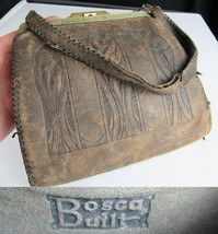 Vintage Tooled Leather purse &quot;Bosca Built&quot; Evening Bag brown metal - £36.61 GBP