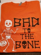 Halloween Bad To The Bone Orange Short Sleeve T-Shirt, Size 2XL - $11.46