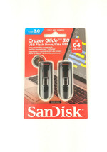 2 - Pack SanDisk Cruzer Glide 64GB USB 3.0 Flash Drive - Black SDCZ600-0... - $27.64
