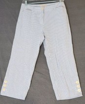 Talbots Womens Blue/White Striped Seersucker Capri Crop Pants Size 4 - £11.26 GBP