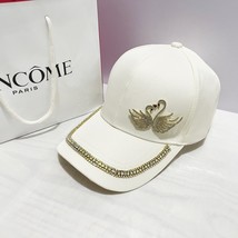 Rhinestone Three-Dimensional Swan Fashion Hat Ladies Light Luxury Wind Cap Seaso - £12.20 GBP