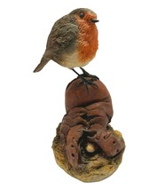 Robin on Boot Bird Sculpture Arden Vintage Christopher Holt 5.5 Inch Tall - $43.89