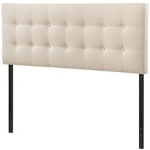 Full size Ivory Fabric Upholstered Button-Tufted Headboard - £166.80 GBP