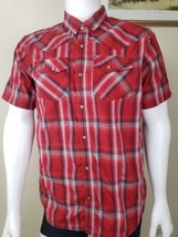Prana Western Pearl Snap Shirt Mens L Holstad Red Plaid Organic Cotton B... - $18.22