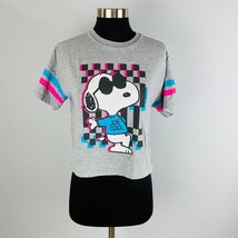 Peanuts Snoopy Joe Cool Gray Short Sleeve Crop T-Shirt Women&#39;s Small S Gray - £10.95 GBP
