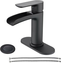 NEWATER Waterfall Solid Brass Bathroom Faucet Single Handle Pop-Up Drain... - £39.29 GBP