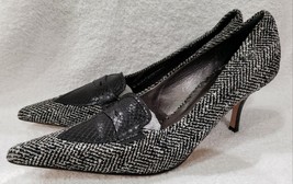 Bellofatto TWEED/SNAKE Leather Pump Pointed Heels 9.5B Used - $34.99