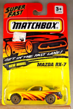 1993 Matchbox #8 Superfast MAZDA RX-7 Yellow w/Gold 6 Spoke Spiral Wheels - $11.00