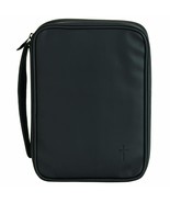 Cross Design Midnight Black Large Vinyl Material Bible Cover With Handle - $32.66