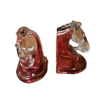 Horse Bookends Glass Red Glass Home Decor - £36.05 GBP
