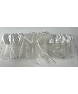 Wedding Garter White Satin Organza Ruffle Bridal Bow Pearl Accent Ribbon... - $13.32 CAD