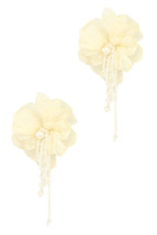 Pearl Chain Dangle Flower Stud Earrings - £19.28 GBP