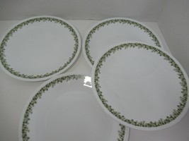 Corelle Crazy Daisy Spring Blossom green flowers on white 4 dinner plate... - £15.81 GBP