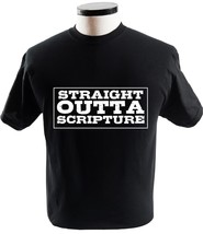 Straight Outta Scripture Fun Cool Novelty Bible Word T Shirt Religion T-Shirts - £13.62 GBP+