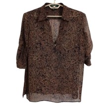 Lauren Ralph Lauren Sheer Paisley Top 1X All Silk Tunic Roll Tab Sleeves... - £54.55 GBP