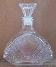 Pressed Glass Decanter with Stopper Barwear Unusual Shape 7.5 x 6.5 x 3&quot; Clear - £15.53 GBP