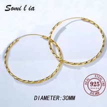 Somilia Fashion Women Earrings Platinum 18K Yellow Gold 30-60mm Hoop Earrings Ne - £16.24 GBP