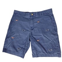 Vineyard Vines Breaker Chino Shorts Size 35 Navy Blue Embroidered Whale Flag - £33.44 GBP