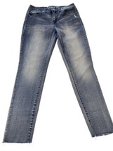 Seven Mid Rise Skinny Ankle Jeans Raw Hem Womens Size 10 Blue Faded Dist... - £14.24 GBP