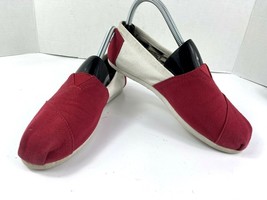 Toms Alpargata Loafers Women 7M Shoes White Red Canvas SlipOn Walking Flats - $459.06 MXN