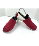 Toms Alpargata Loafers Women 7M Shoes White Red Canvas SlipOn Walking Flats - $34.46 CAD